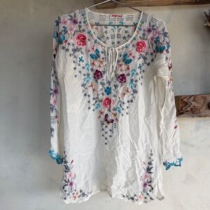 Johnny Was Multicolor Embroidered Tunic